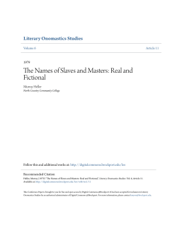 The Names of Slaves and Masters: Real and Fictional