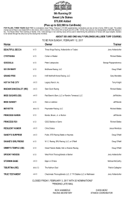 9th Running Of Sweet Life Stakes $75,000 Added (Plus up to