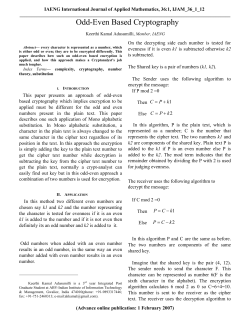 Odd-Even Based Cryptography