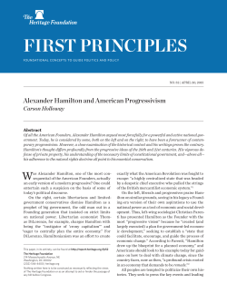 Alexander Hamilton and American Progressivism