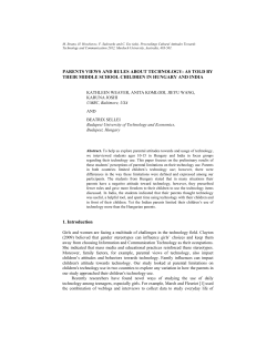 PARENTS VIEWS AND RULES ABOUT TECHNOLOGY: AS TOLD