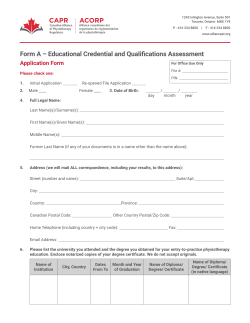 Form A - Canadian Alliance of Physiotherapy Regulators