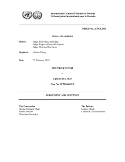 judgement and sentence - Clinique de droit international p&eacute;nal et