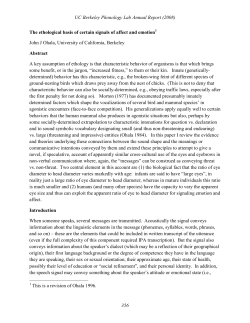 The ethological basis of certain signals of affect and emotion John J