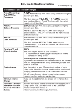ESL Visa Gold Rate Addendum