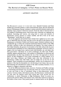AHR Forum The Revival of Antiquity: A Fan`s Notes on Recent Work