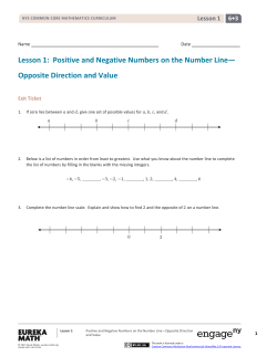 Lesson 1: Positive and Negative Numbers on the Number Line