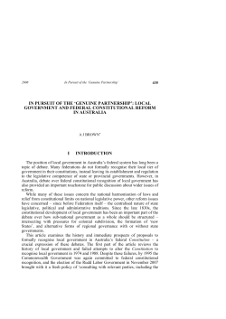 in pursuit of the `genuine partnership`: local government and