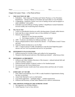 1. Federalists &ndash; John Adams as President and Charles Pinckney as