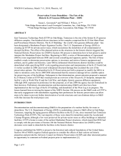 The Fate of the Historic K-25 Gaseous Diffusion Plant