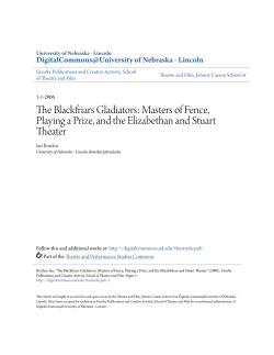 The Blackfriars Gladiators: Masters of Fence, Playing a Prize, and