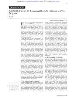 Accomplishments of the Massachusetts Tobacco Control Program