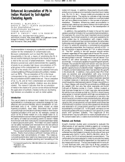 Enhanced Accumulation of Pb in Indian Mustard by Soil