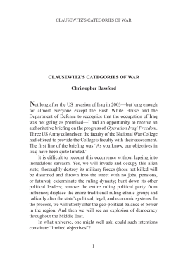 1 CLAUSEWITZ`S CATEGORIES OF WAR Christopher Bassford Not