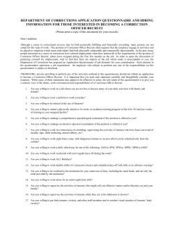 department of corrections application questionnaire and hiring