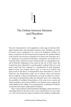 The Debate between Monism and Pluralism