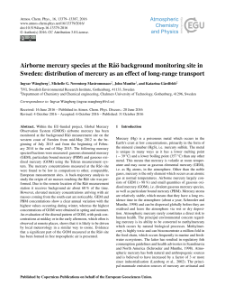Airborne mercury species at the R&aring;&ouml; background monitoring site in