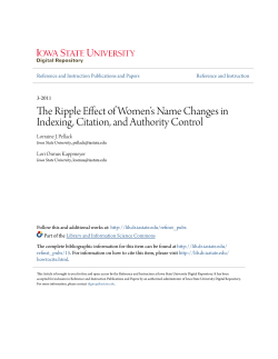 The Ripple Effect of Women`s Name Changes in Indexing, Citation
