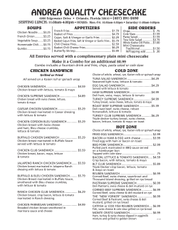 Lunch Menu - Andrea Quality Cheesecake