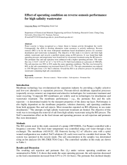 Effect of operating condition on reverse osmosis performance for