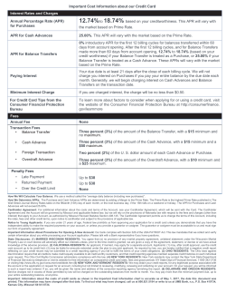 Important Cost Information about our Credit Card Interest Rates and