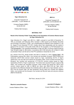 MATERIAL FACT Result of the Voluntary Public