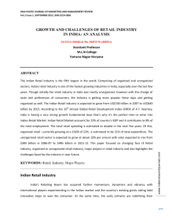 GROWTH AND CHALLENGES OF RETAIL INDUSTRY IN INDIA: AN