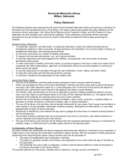 Terms of Use - Dvoracek Memorial Library