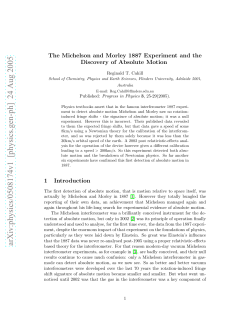 The Michelson and Morley 1887 Experiment and the Discovery of