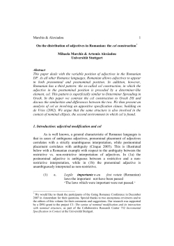 On the distribution of adjectives in Romanian: the