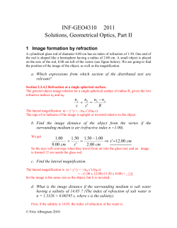 INF-GEO4310 2011 Solutions, Geometrical Optics, Part II