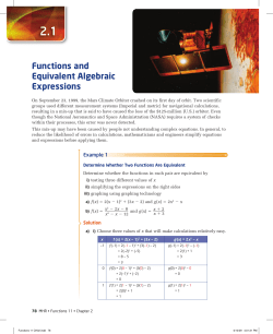 Functions and Equivalent Algebraic Expressions