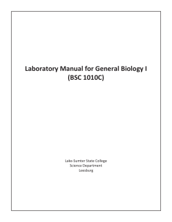 Laboratory Manual for General Biology I (BSC 1010C)