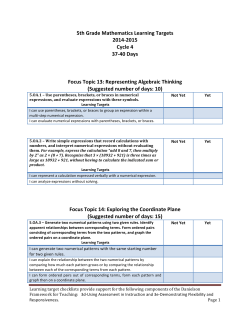 Gr 5 Math Learning Targets Cycle 4