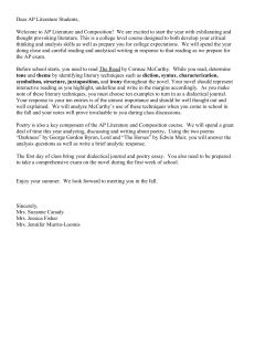 AP Lit Summer Reading Assignment