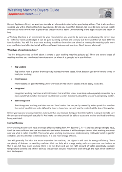 Washing Machine Buyers Guide
