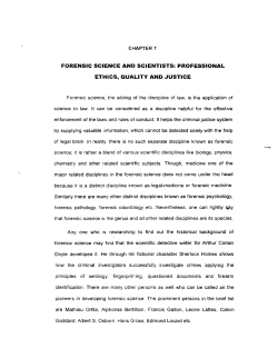 FORENSIC SCIENCE AND SCIENTISTS: PROFESSIONAL ETHICS