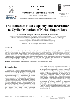 Evaluation of heat capacity and resistance to cyclic oxidation of