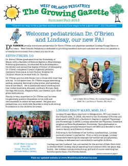 Summer/Fall 2013 - West Orlando Pediatrics