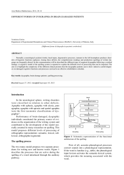 DIFFERENT FORMS OF DYSGRAPHIA IN BRAIN-DAMAGED