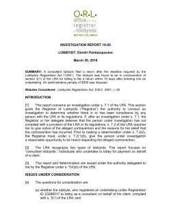 IR 16-05 - BC Lobbyist Registry