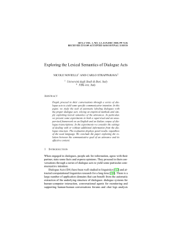 Exploring the Lexical Semantics of Dialogue Acts