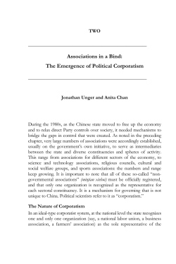 Associations in a Bind: The Emergence of Political Corporatism