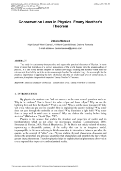 Conservation Laws in Physics. Emmy Noether`s Theorem