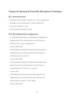 Lecture 16: Ensemble microphone techniques