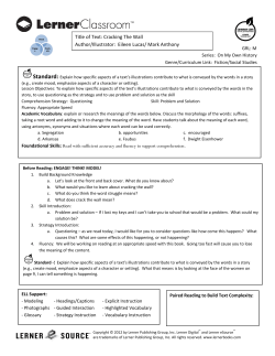 Title of Text: Cracking The Wall Author/Illustrator: Eileen Lucas/ Mark