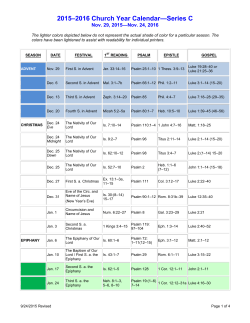 2015&ndash;2016 Church Year Calendar&mdash;Series C