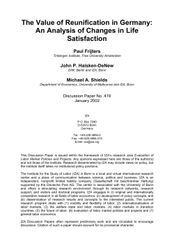 The Value of Reunification in Germany: An Analysis of