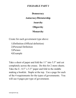 FOLDABLE PART I Democracy Autocracy/Dictatorship Anarchy