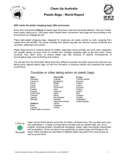 Clean Up Australia Plastic Bags - World Report Countries or cities